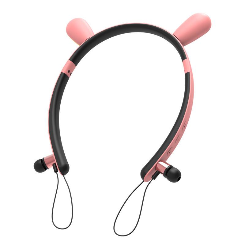 High Quality Cat Ear Style Bluetooth Headset with playful cat ear design, neck-mounted for comfort, featuring Bluetooth connectivity and stereo sound.