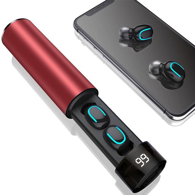 High Quality Sports Running TWS In-Ear Bluetooth Headset with charging case, showcasing sleek design and multiple ear caps.