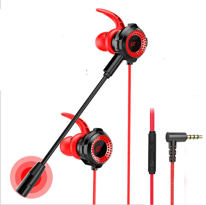 In-ear gaming headset with microphone and cable, featuring a sleek design and comfortable earplug style for immersive gaming experiences.