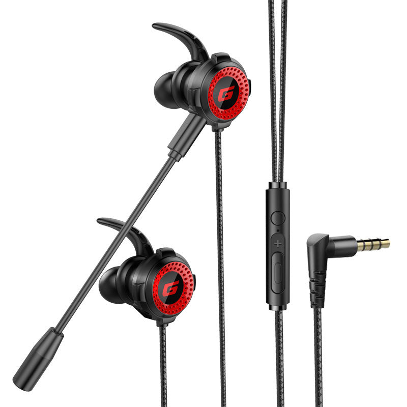 In-ear gaming headset with microphone and cable, featuring a sleek design and comfortable earplug style for immersive gaming experiences.