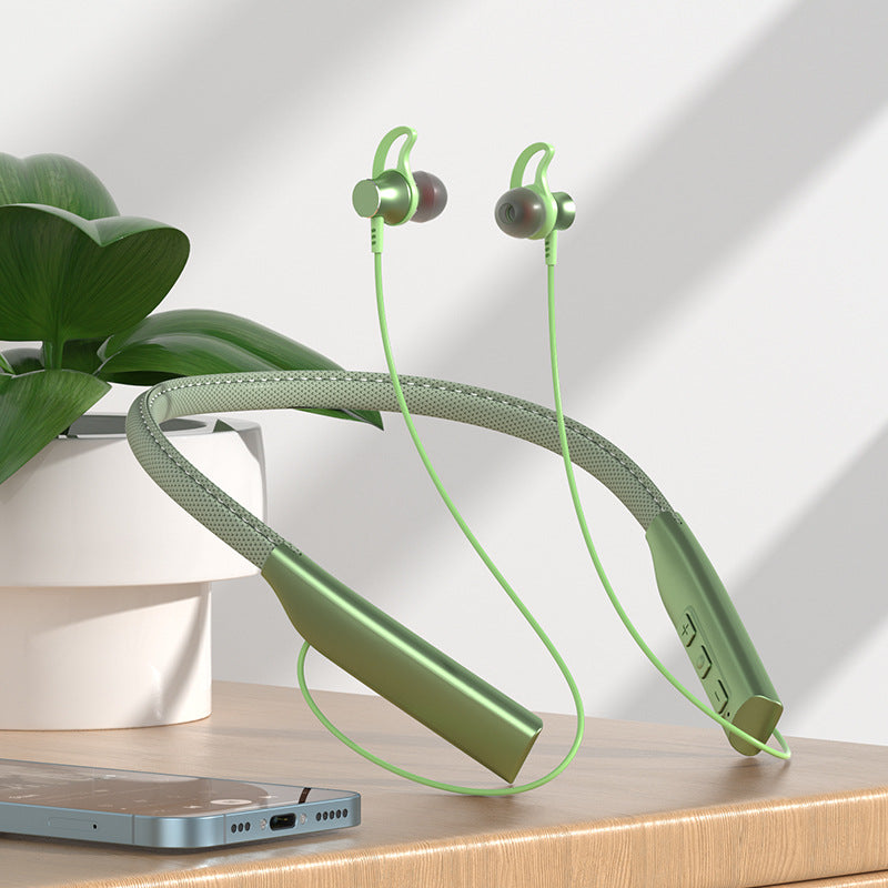 Magnetic Bluetooth Headset in hanging neck style, showcasing its sleek design and in-ear style for comfortable listening.