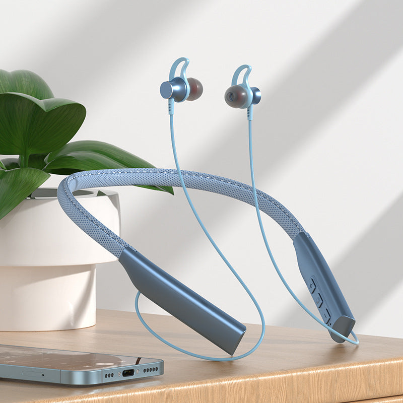 Magnetic Bluetooth Headset in hanging neck style, showcasing its sleek design and in-ear style for comfortable listening.