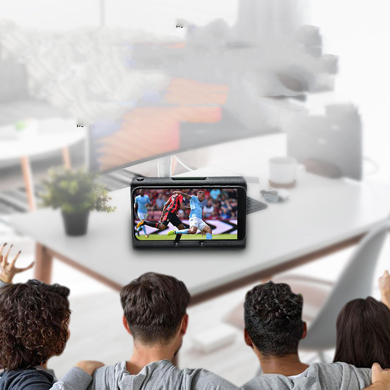 Magnetic Induction Wireless Smart Subwoofer Speaker in black, showcasing its sleek design and portable features.