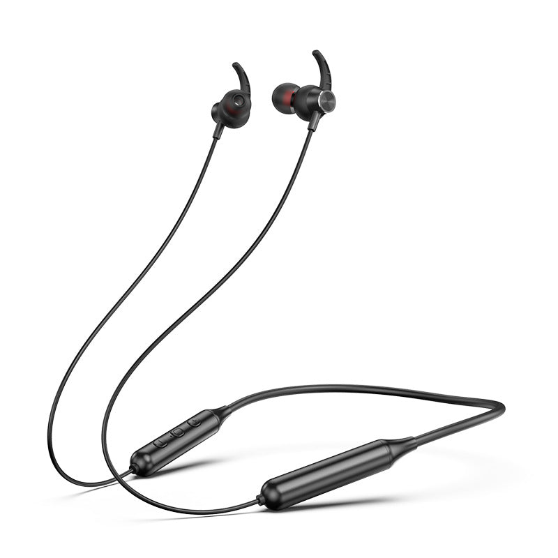 Magnetic Sucker Neck Sports Bluetooth Headset in red and black, showcasing its ergonomic neckband design and sleek appearance.