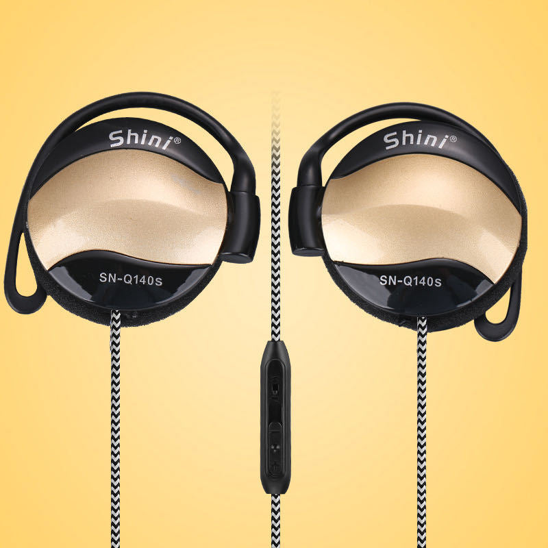 Mobile Phone Computer Universal Earphone with Microphone featuring ear hook design and 3.5mm plug, ideal for music and calls.