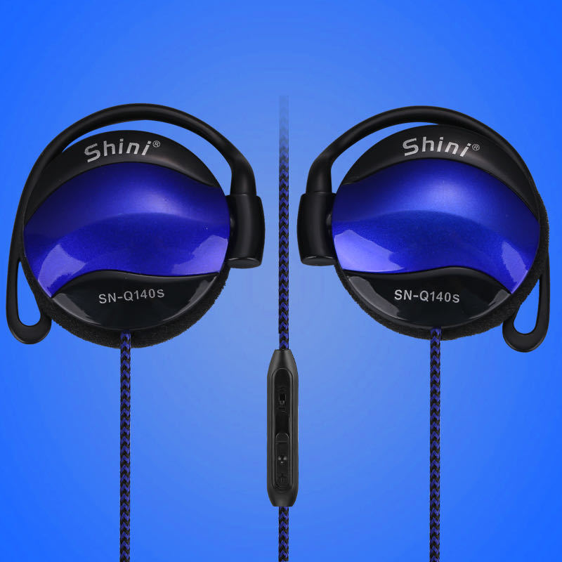 Mobile Phone Computer Universal Earphone with Microphone featuring ear hook design and 3.5mm plug, ideal for music and calls.