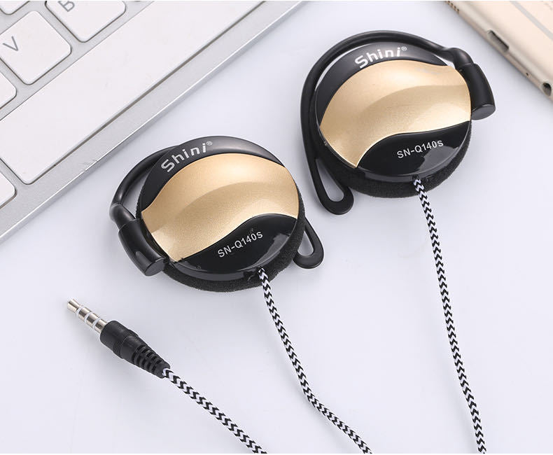 Mobile Phone Computer Universal Earphone with Microphone featuring ear hook design and 3.5mm plug, ideal for music and calls.