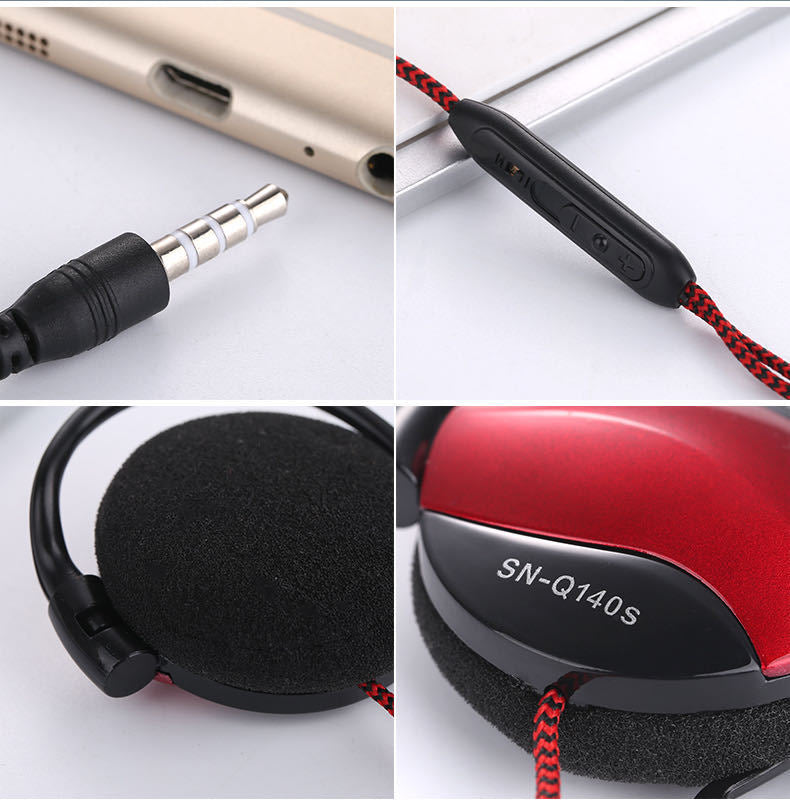Mobile Phone Computer Universal Earphone with Microphone featuring ear hook design and 3.5mm plug, ideal for music and calls.