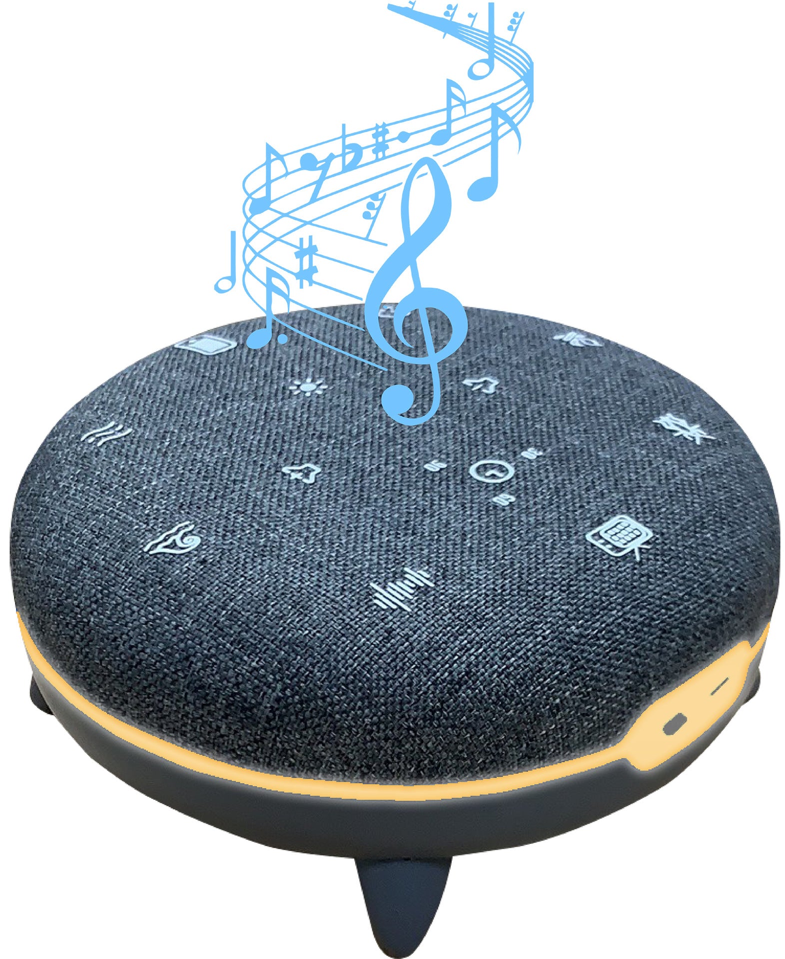 Multi Sleep Sound RGB Lights Bluetooth Speaker with adjustable RGB lights and a sleek fabric surface, designed for relaxation and soothing sounds.