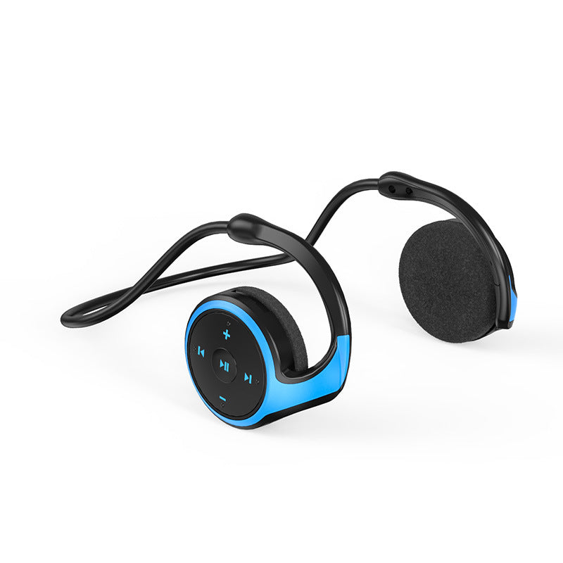New Wireless Bluetooth Headset in blue and black, showcasing its sleek design and multifunctional features.