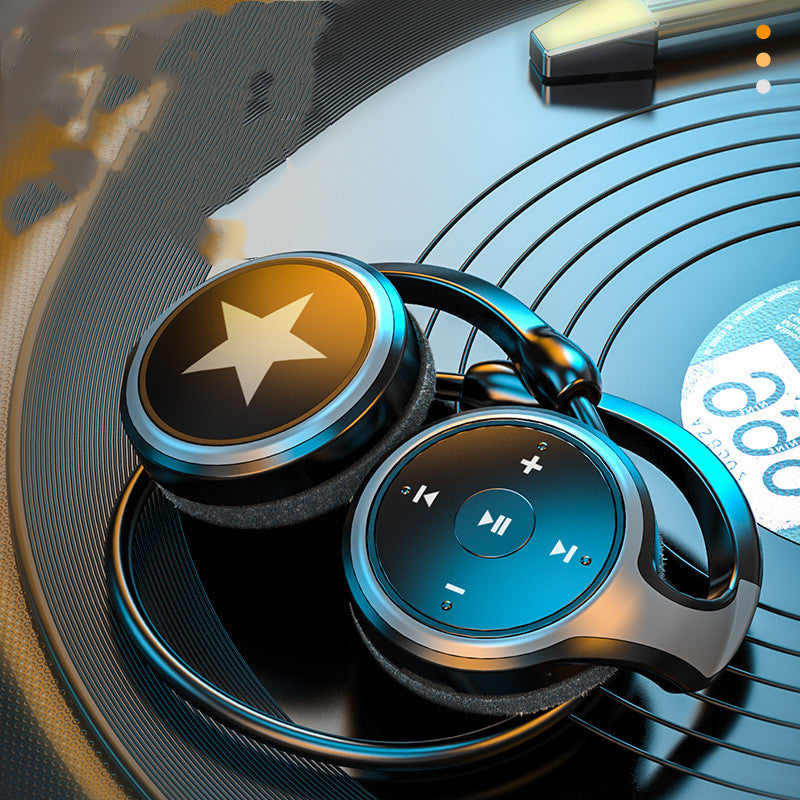 New Wireless Bluetooth Headset in blue and black, showcasing its sleek design and multifunctional features.