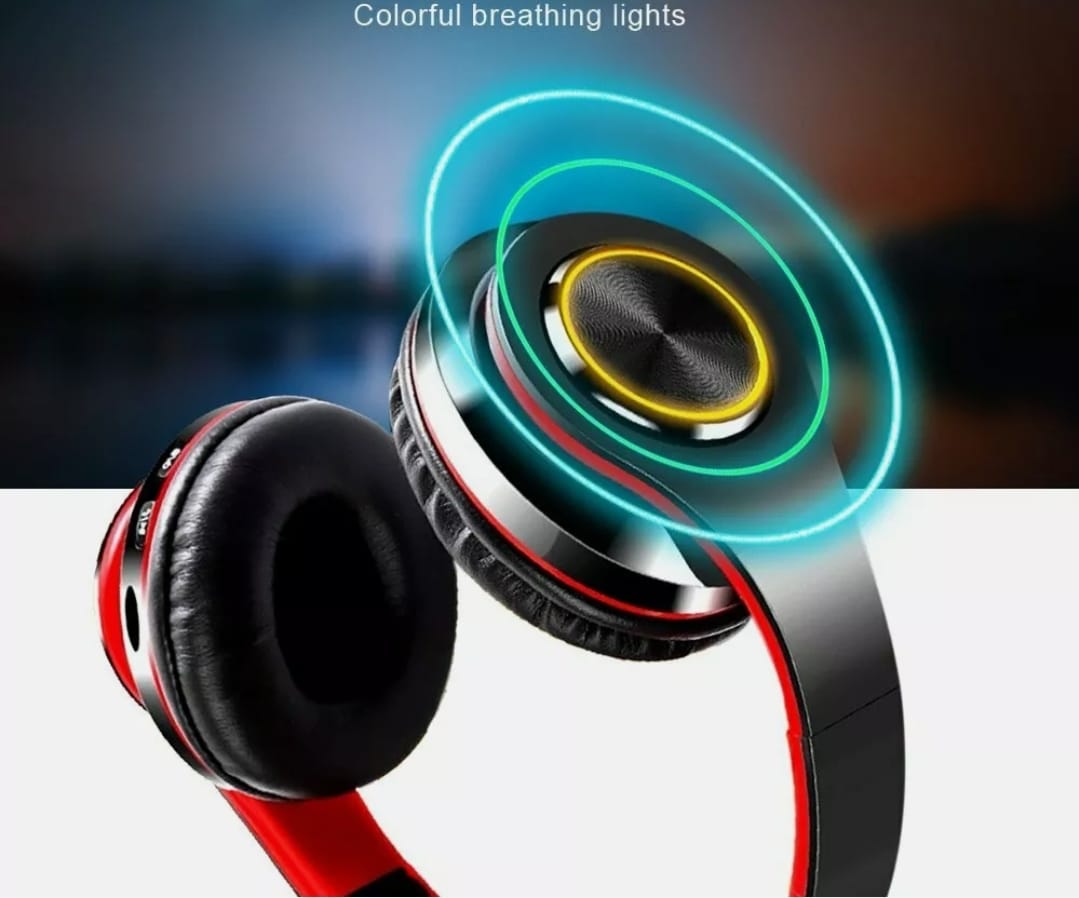 Ninja Dragon Z10 Color Changing Bluetooth Headphones with LED lights, showcasing foldable design and adjustable hinges.