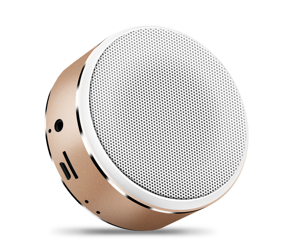 Portable Bluetooth Mini Speaker in Rose Gold, showcasing its compact design and stylish appearance.