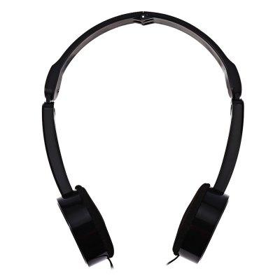 Retractable foldable headphones with adjustable headband, featuring a sleek design and a 3.5mm plug for universal compatibility.