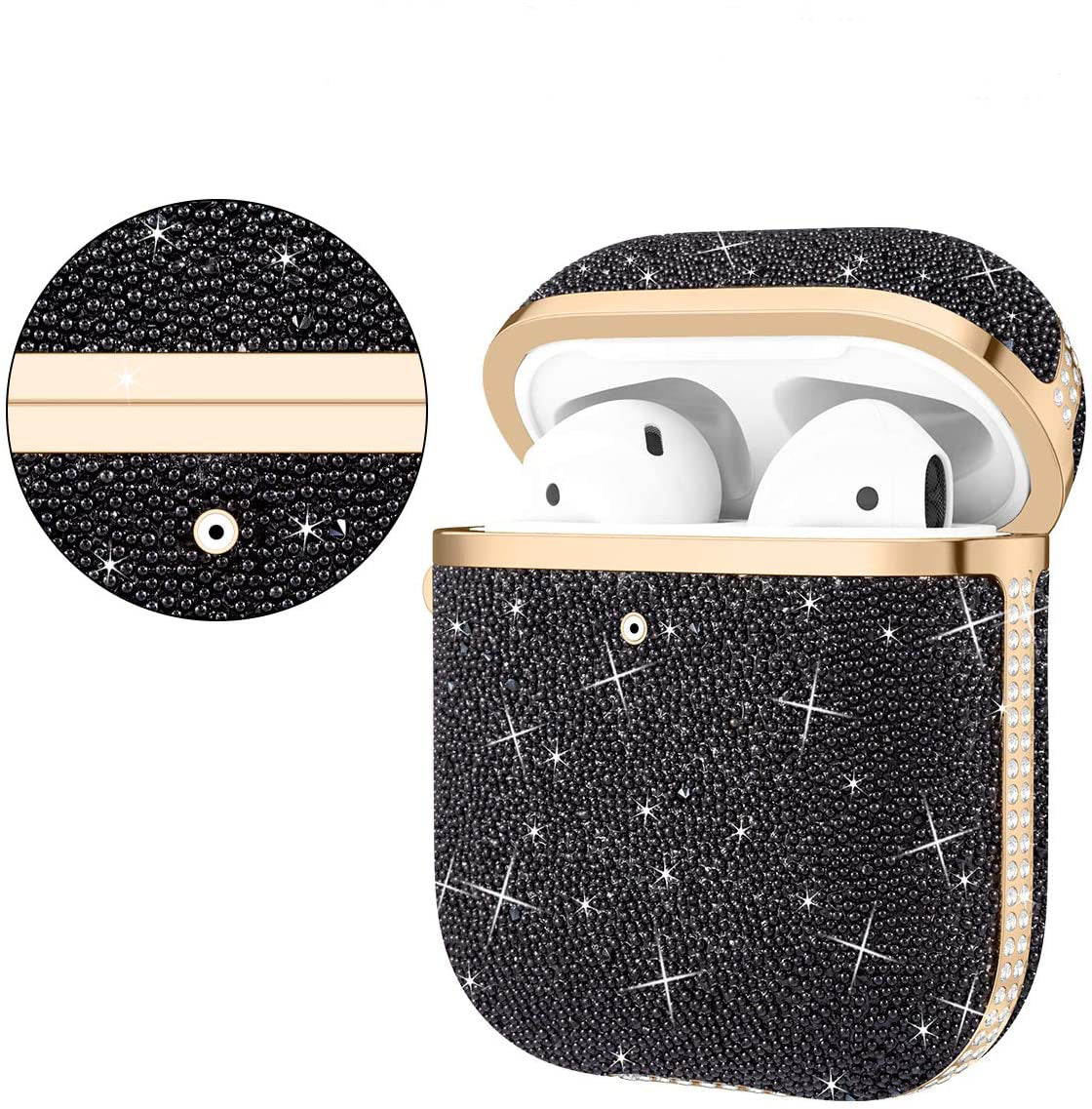 Soft Electroplating Fashion Star Diamond Earphone Sleeve in blue, silver, and black diamond colors, showcasing its stylish design and premium materials.