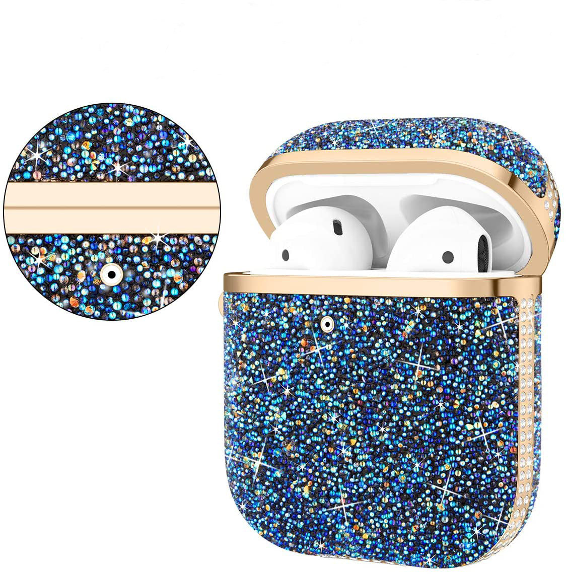 Soft Electroplating Fashion Star Diamond Earphone Sleeve in blue, silver, and black diamond colors, showcasing its stylish design and premium materials.