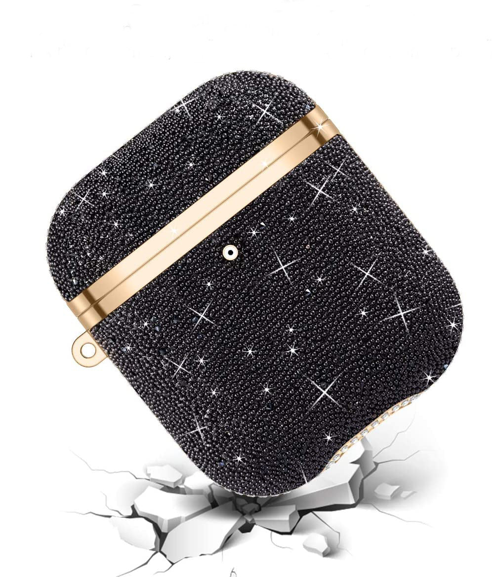 Soft Electroplating Fashion Star Diamond Earphone Sleeve in blue, silver, and black diamond colors, showcasing its stylish design and premium materials.