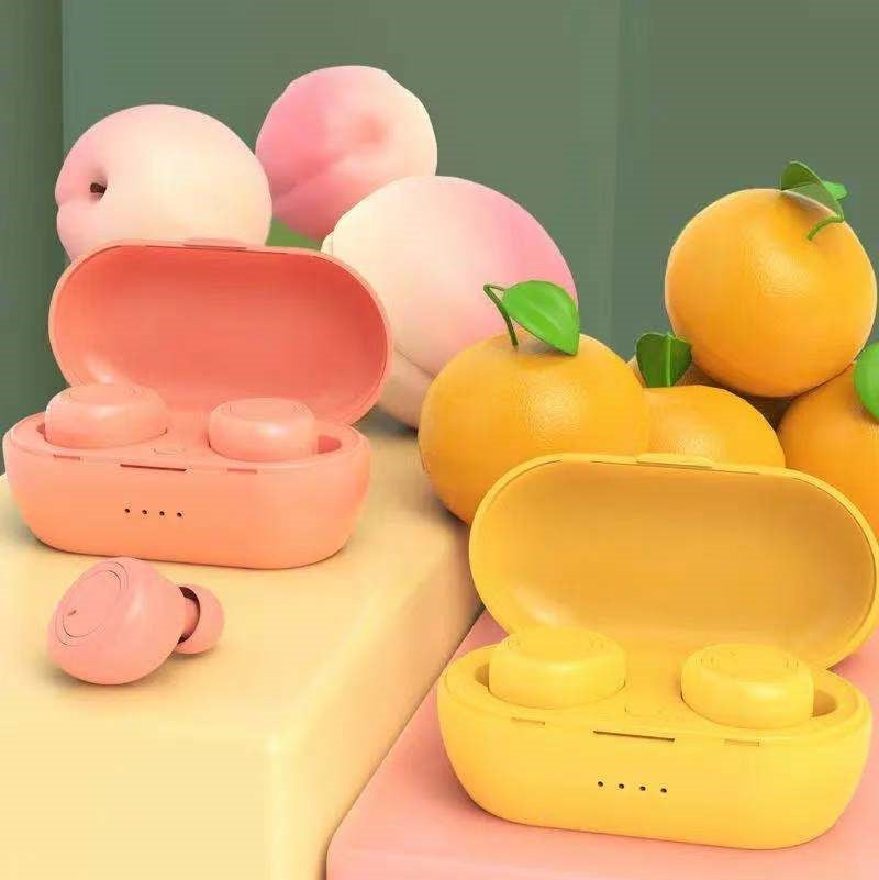 Stylish and Simple Wireless Bluetooth Headset in a sleek design, showcasing its compact earplug style and charging case.