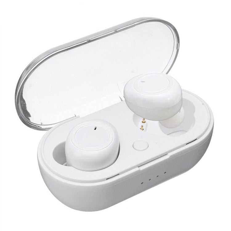 Stylish and Simple Wireless Bluetooth Headset in a sleek design, showcasing its compact earplug style and charging case.