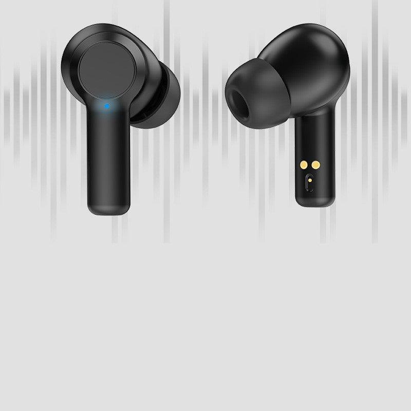 Touch Sports Waterproof ANC Noise Canceling Headphones with a sleek design, featuring a charging compartment and ear caps.