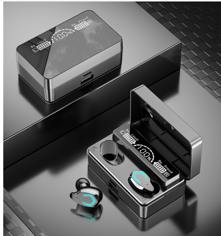 True Wireless Bluetooth Headset in-earbud style with sleek design and advanced features, showcasing its binaural 5.1 sound quality.