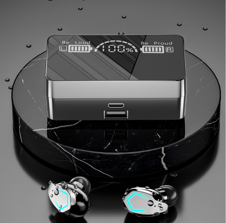 True Wireless Bluetooth Headset in-earbud style with sleek design and advanced features, showcasing its binaural 5.1 sound quality.