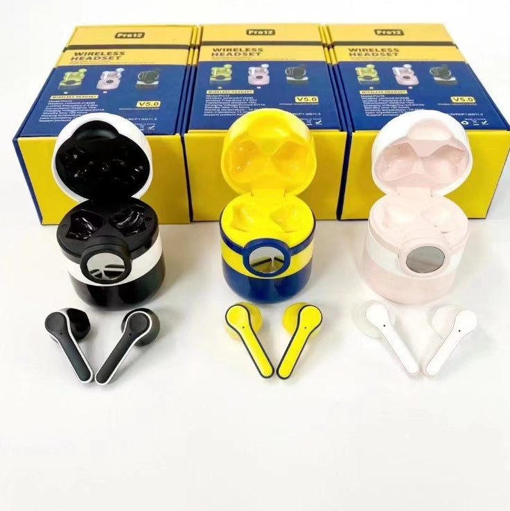 TWS Touch Digital Display Cartoon Binaural Stereo Headset showcasing its playful design and sleek earbuds.