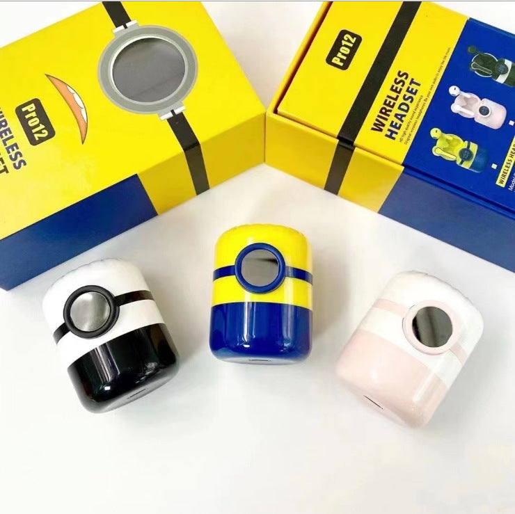 TWS Touch Digital Display Cartoon Binaural Stereo Headset showcasing its playful design and sleek earbuds.