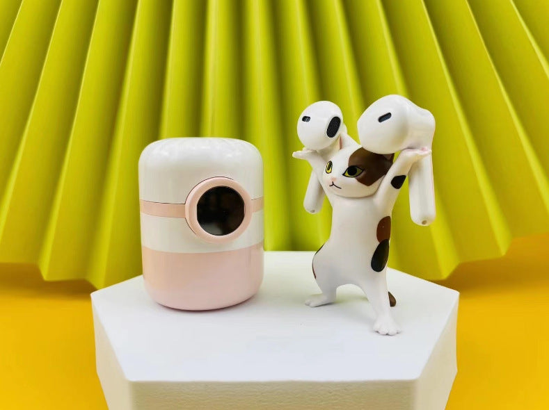 TWS Touch Digital Display Cartoon Binaural Stereo Headset showcasing its playful design and sleek earbuds.