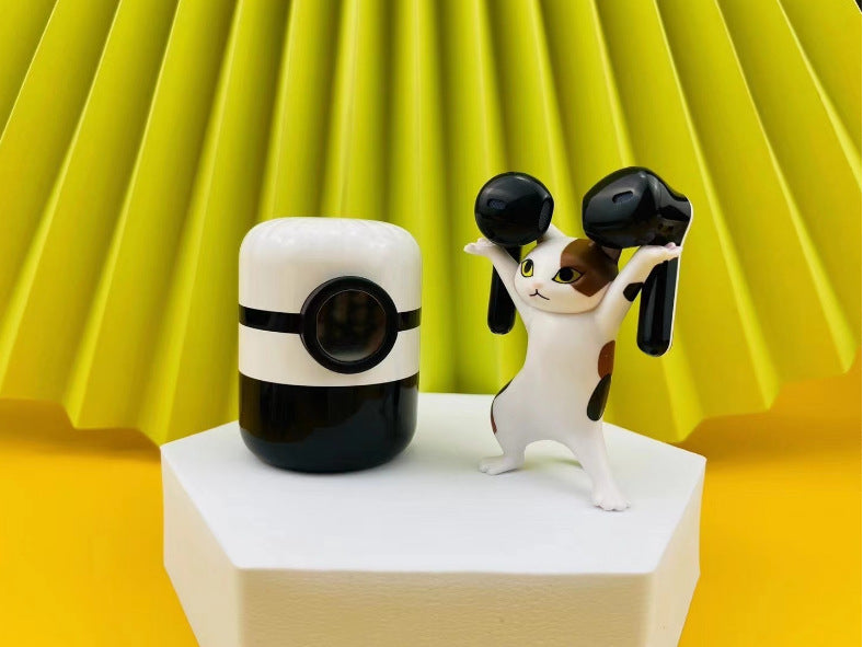 TWS Touch Digital Display Cartoon Binaural Stereo Headset showcasing its playful design and sleek earbuds.