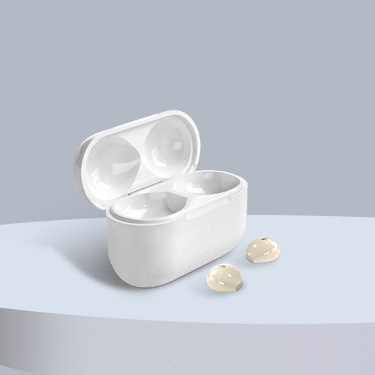 TWS Wireless Invisible Bluetooth Headset in various colors including pearl white, obsidian black, girl pink, and lilac purple, showcasing its sleek design.