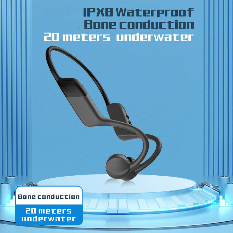 Waterproof Swimming Bluetooth Headset with 32G memory, designed for underwater use with bone conduction technology.
