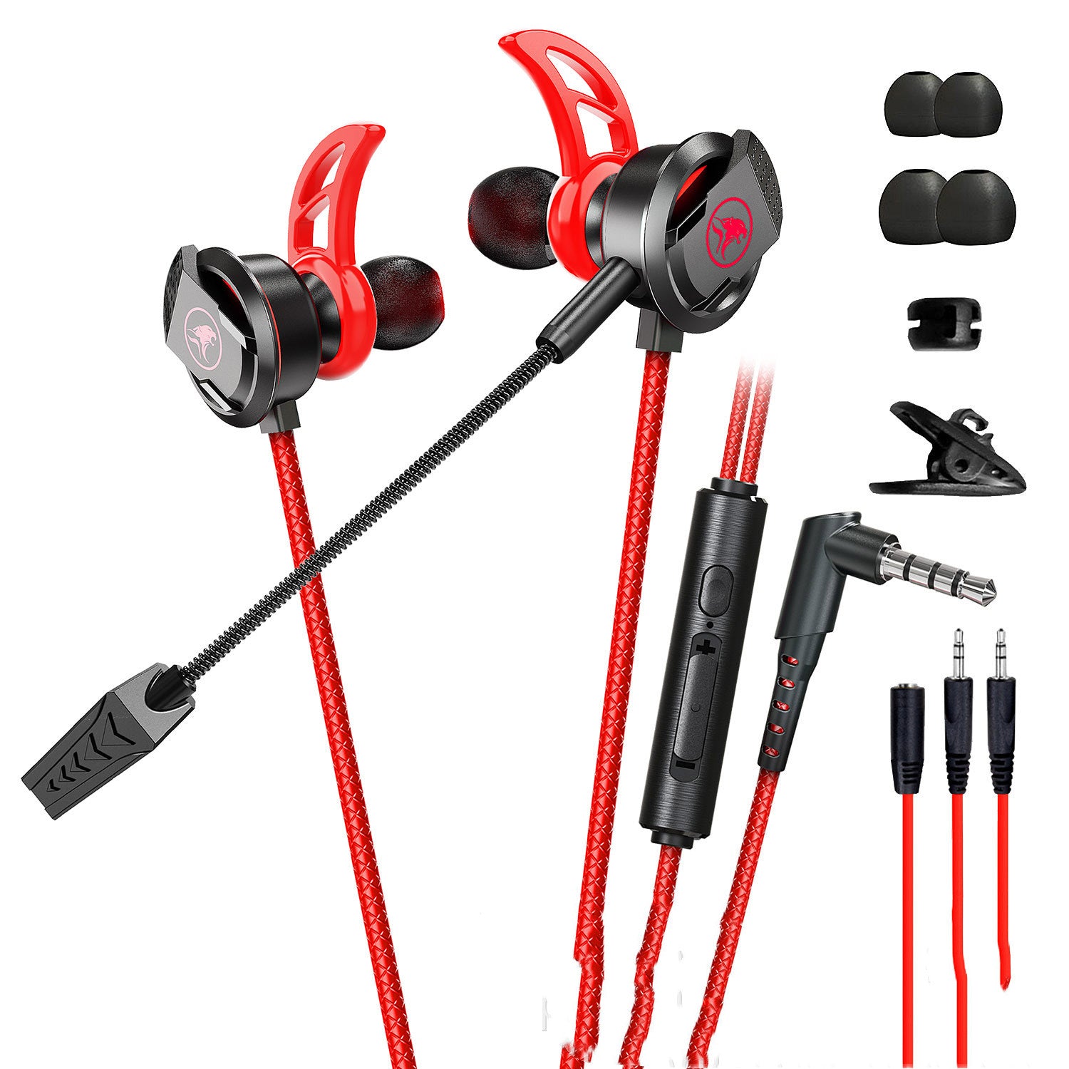 Wired Mobile Phone Computer Headset with in-ear design and long microphone, ideal for gaming and everyday use.