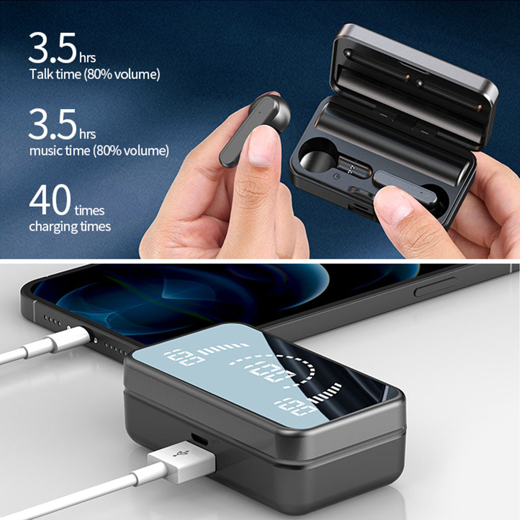 Wireless Bluetooth Earphone in-ear design with sleek finish and charging case, showcasing advanced features and ergonomic fit.