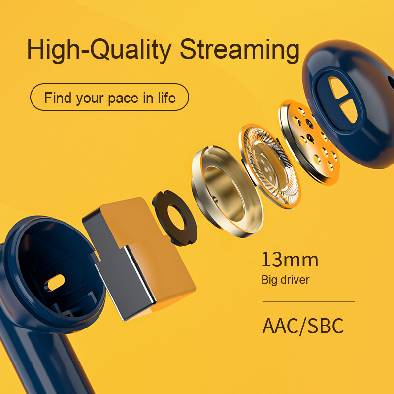 Wireless Bluetooth Headset in blue color, featuring a semi-in-ear design, perfect for sports and outdoor activities.