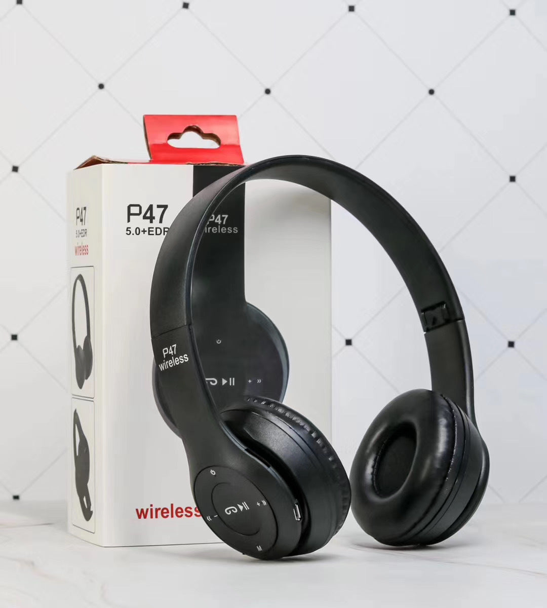 Wireless Headset Foldable Stereo Bass Bluetooth Headphones in various colors, showcasing adjustable headband and cushioned ear cups.