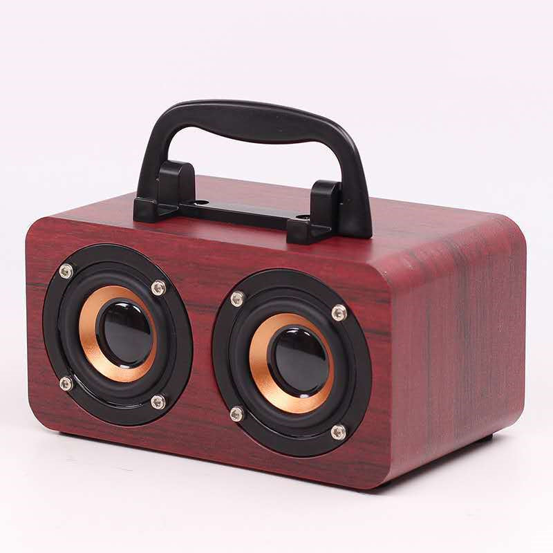 Wooden Wireless Bluetooth Speaker designed for outdoor use, featuring a stylish wooden shell and compact design.