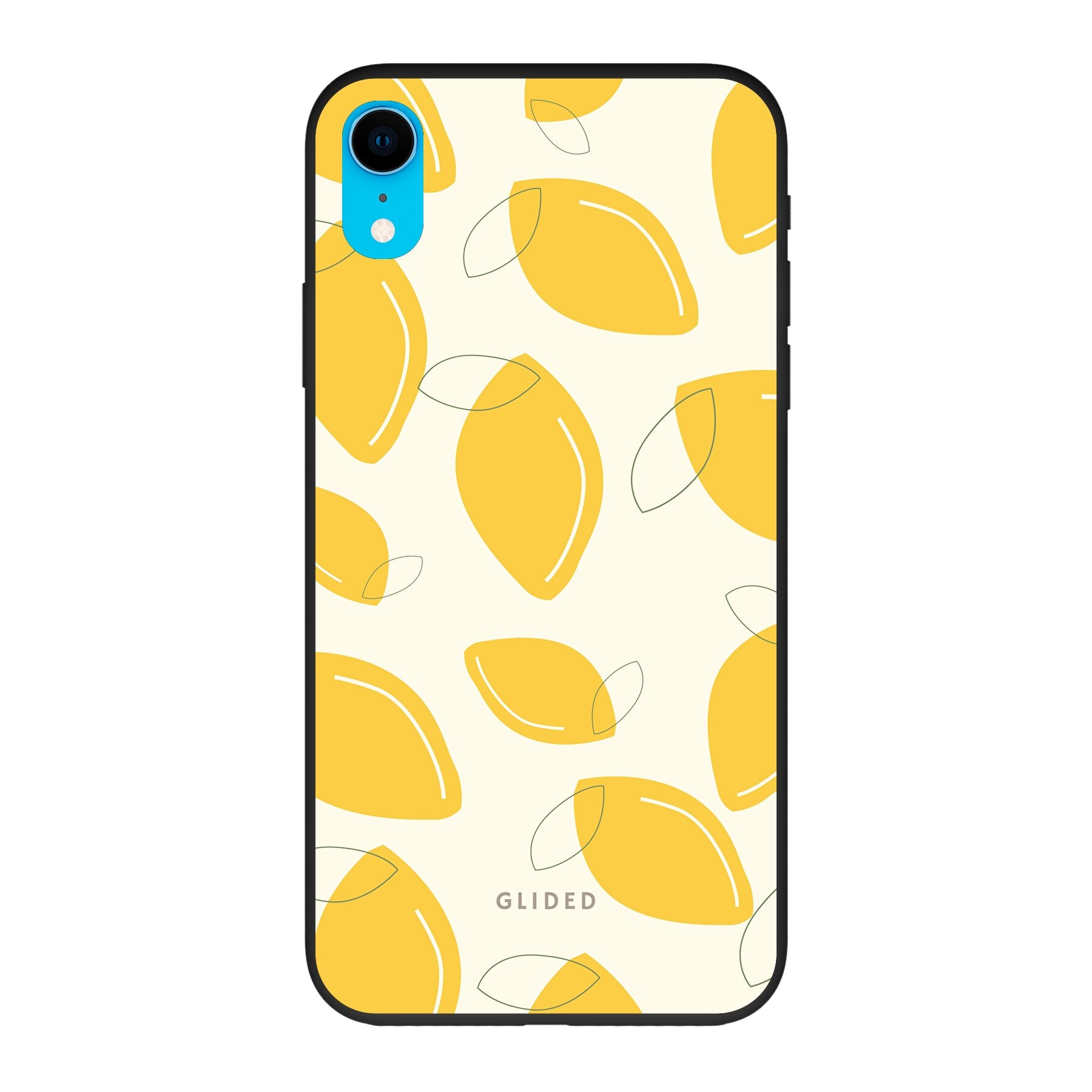 Abstract Lemon iPhone XR Handyhülle mit lebendigen Zitronenmuster auf gelbem Hintergrund, idealer Schutz und stilvolles Design.