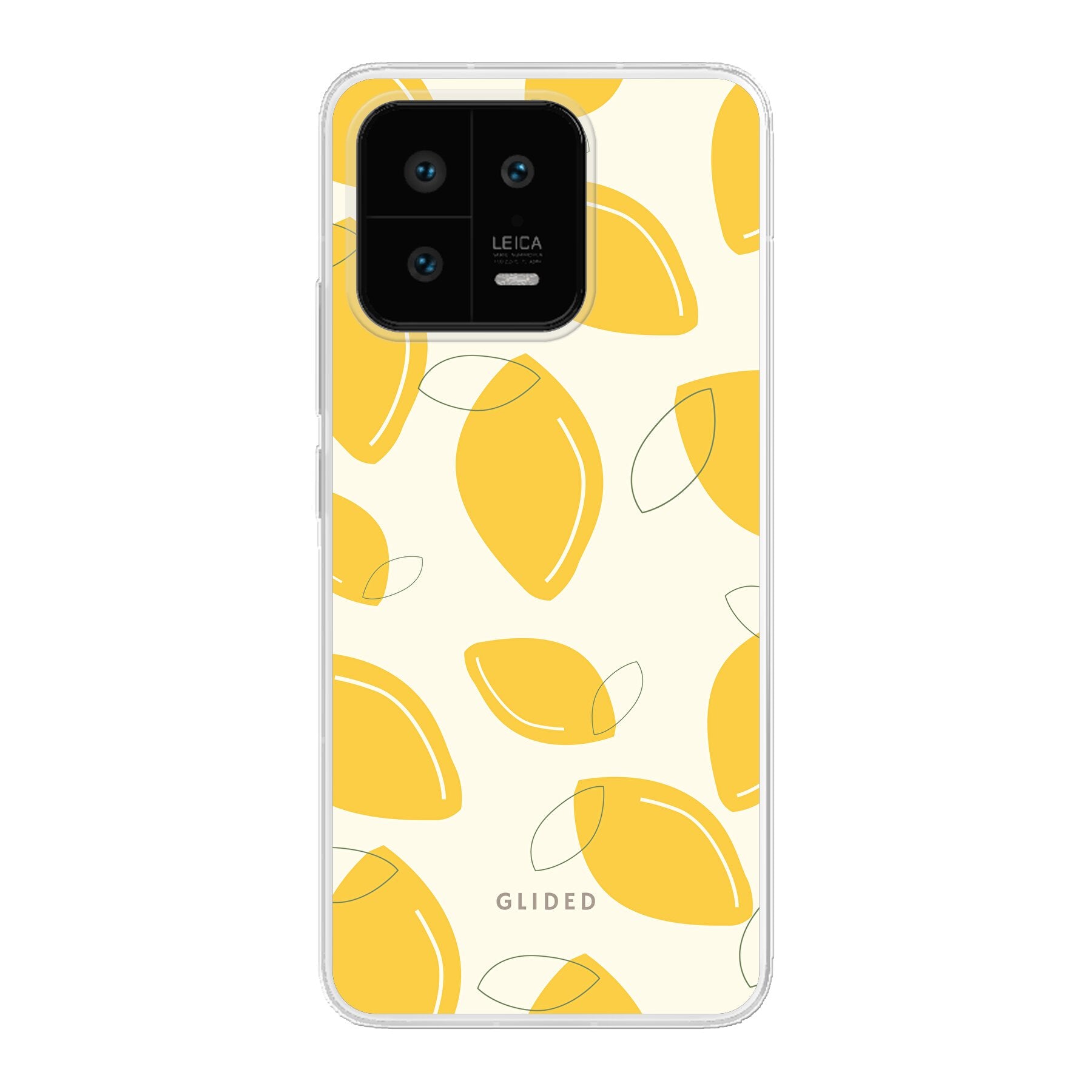 Xiaomi 13 Handyhülle mit lebendigem Abstract Lemon Design, featuring dynamic lemon patterns on a bright yellow background.