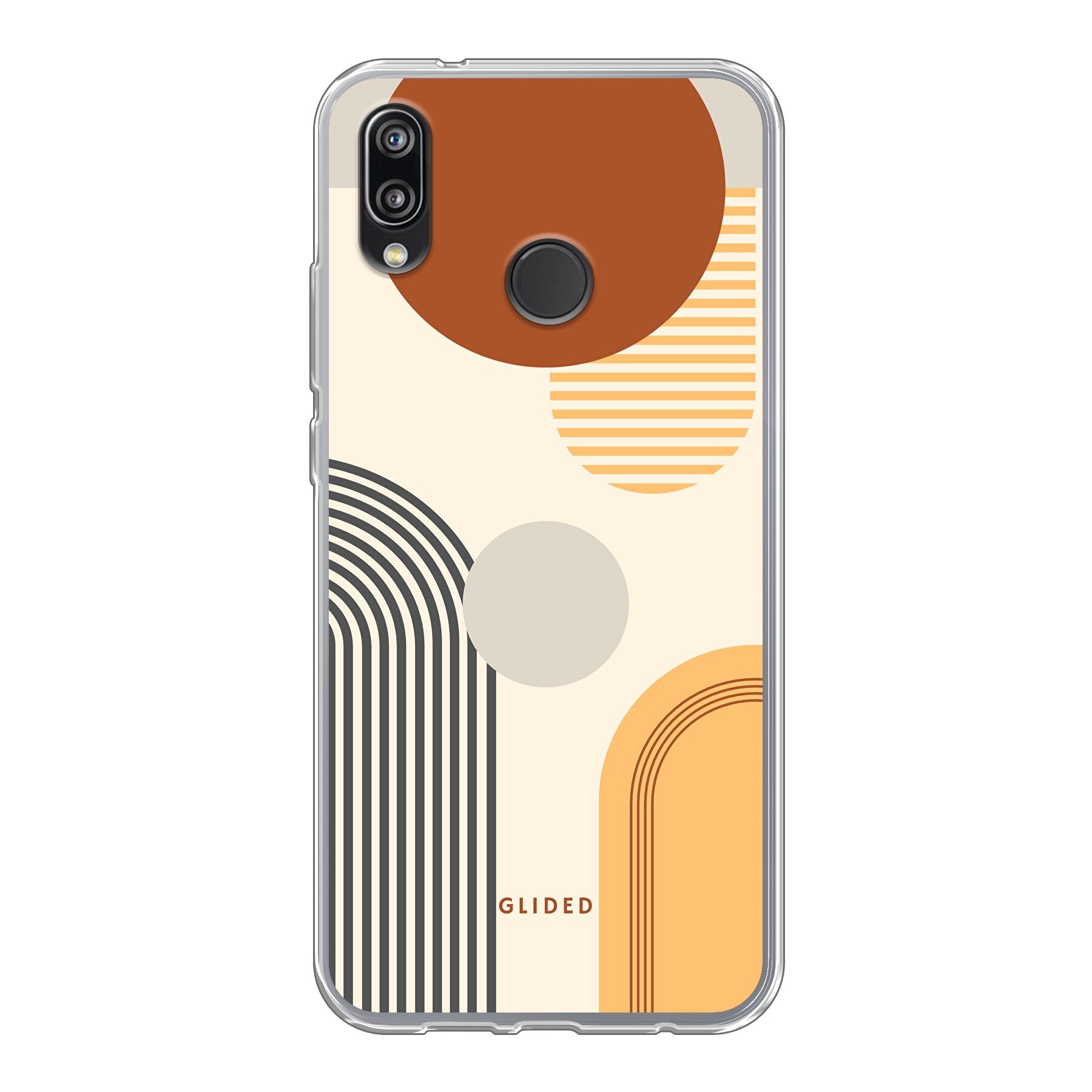Abstraction Huawei P20 Lite Handyhülle mit modernem Design aus Kreisen und ovalen Formen, idealer Schutz und stilvolles Accessoire.