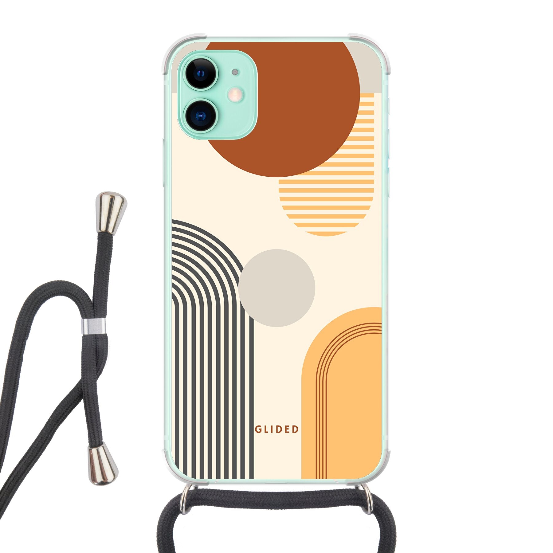 Abstraction iPhone 11 Handyhülle mit modernem Design aus Kreisen und ovalen Formen, idealer Schutz und stilvolles Accessoire.