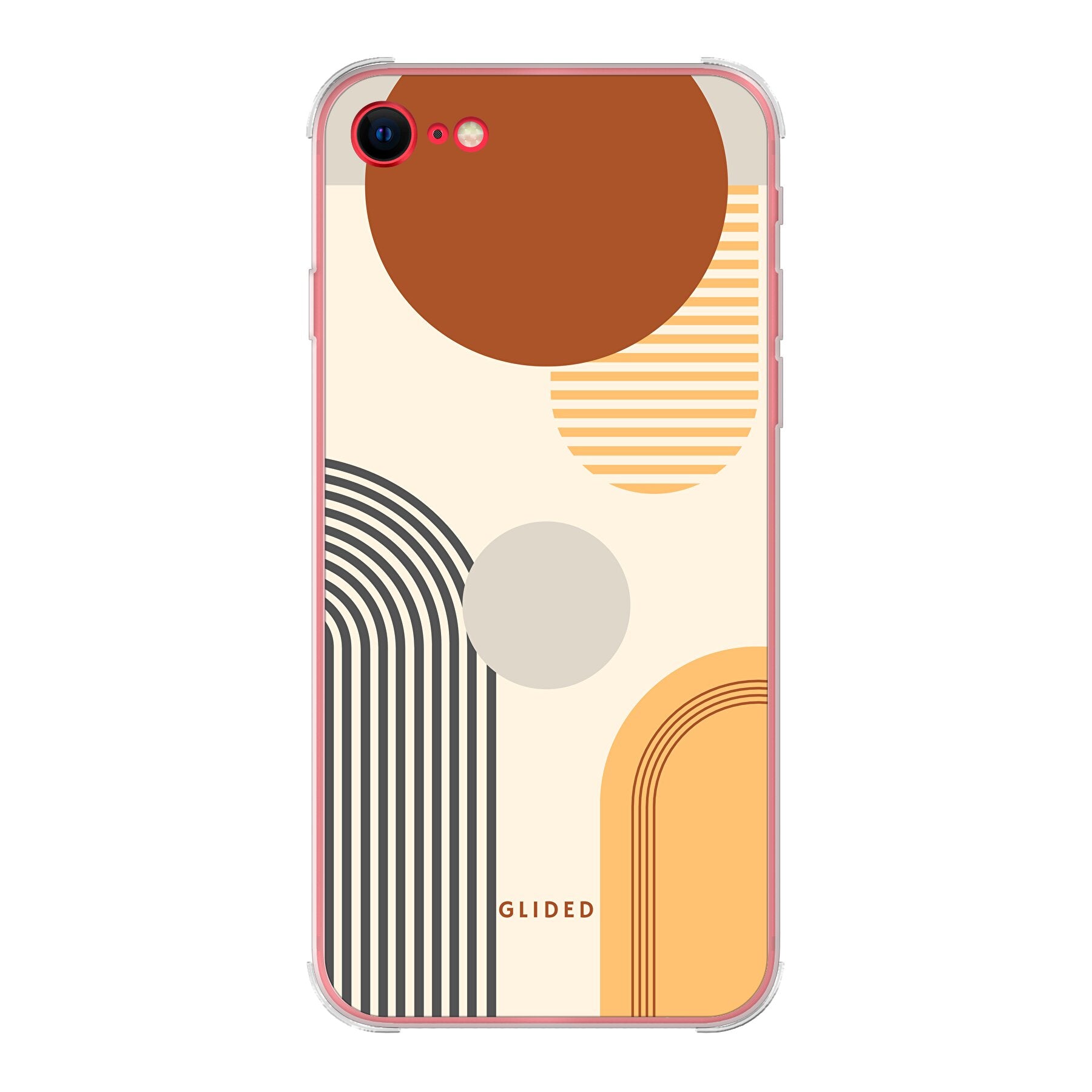 Abstraction iPhone 7 Handyhülle mit einzigartigem Design aus Kreisen und ovalen Formen, ideal für stilbewusste Nutzer.