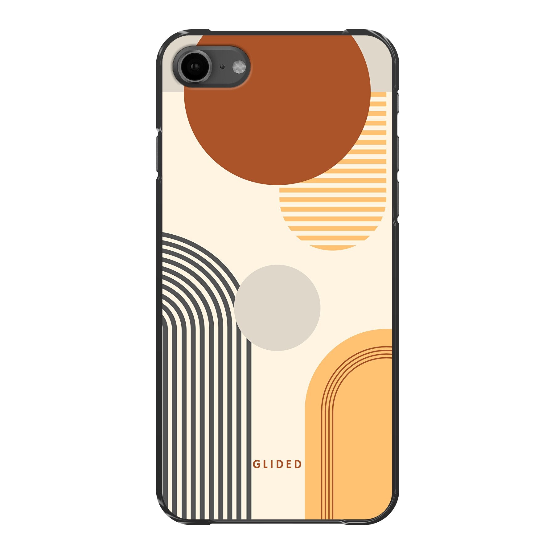 Abstraction iPhone 7 Handyhülle mit einzigartigem Design aus Kreisen und ovalen Formen, ideal für stilbewusste Nutzer.
