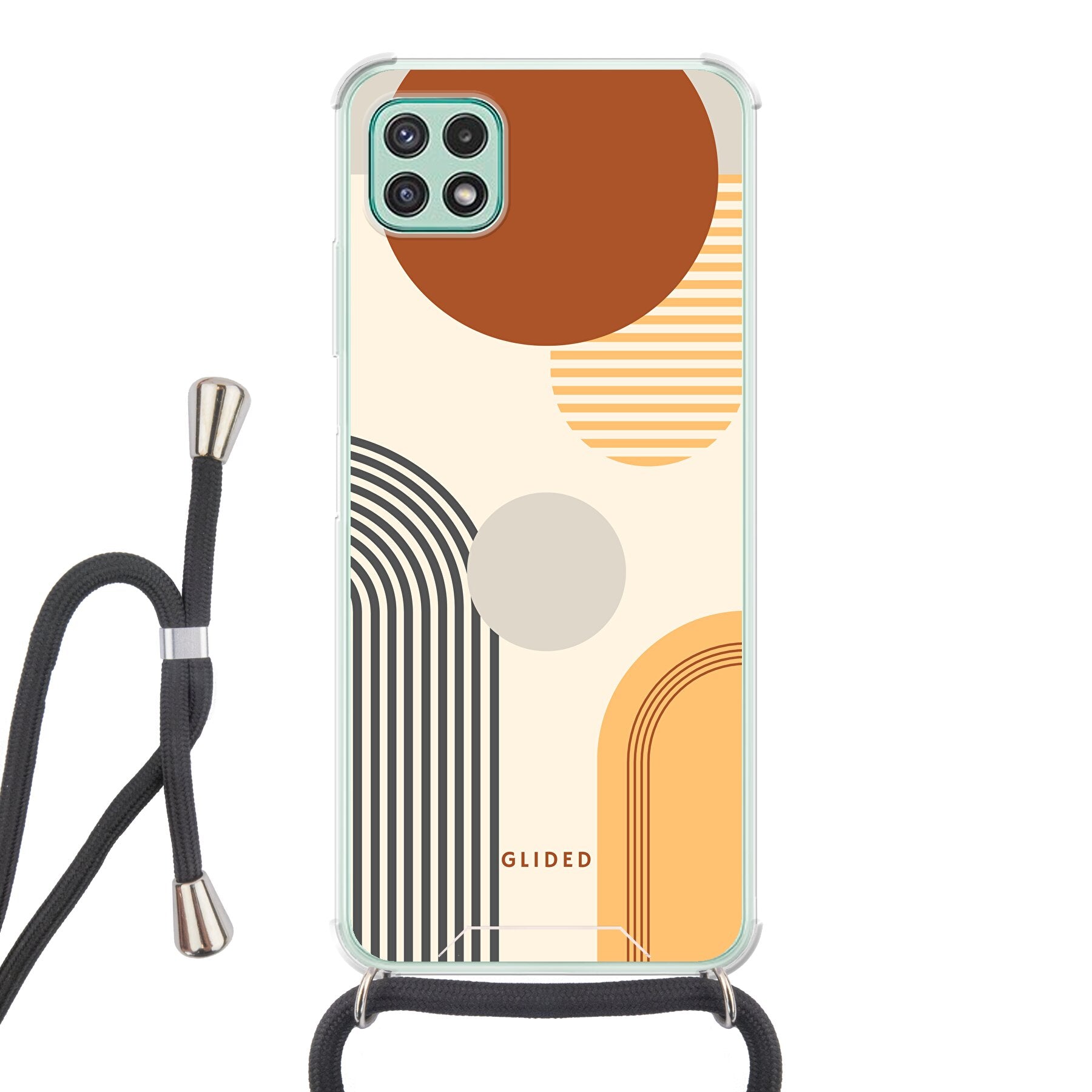 Abstraction Handyhülle für Samsung Galaxy A22 5G mit modernem Design aus Kreisen und ovalen Formen.