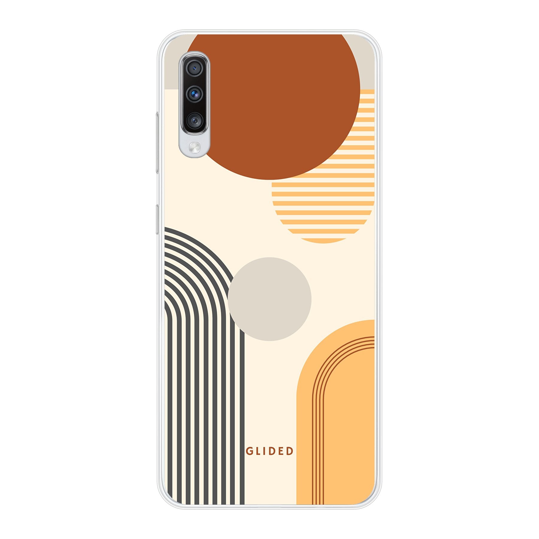 Abstraction Handyhülle für Samsung Galaxy A70 mit einzigartigem Design aus Kreisen und ovalen Formen, stilvoll und schützend.