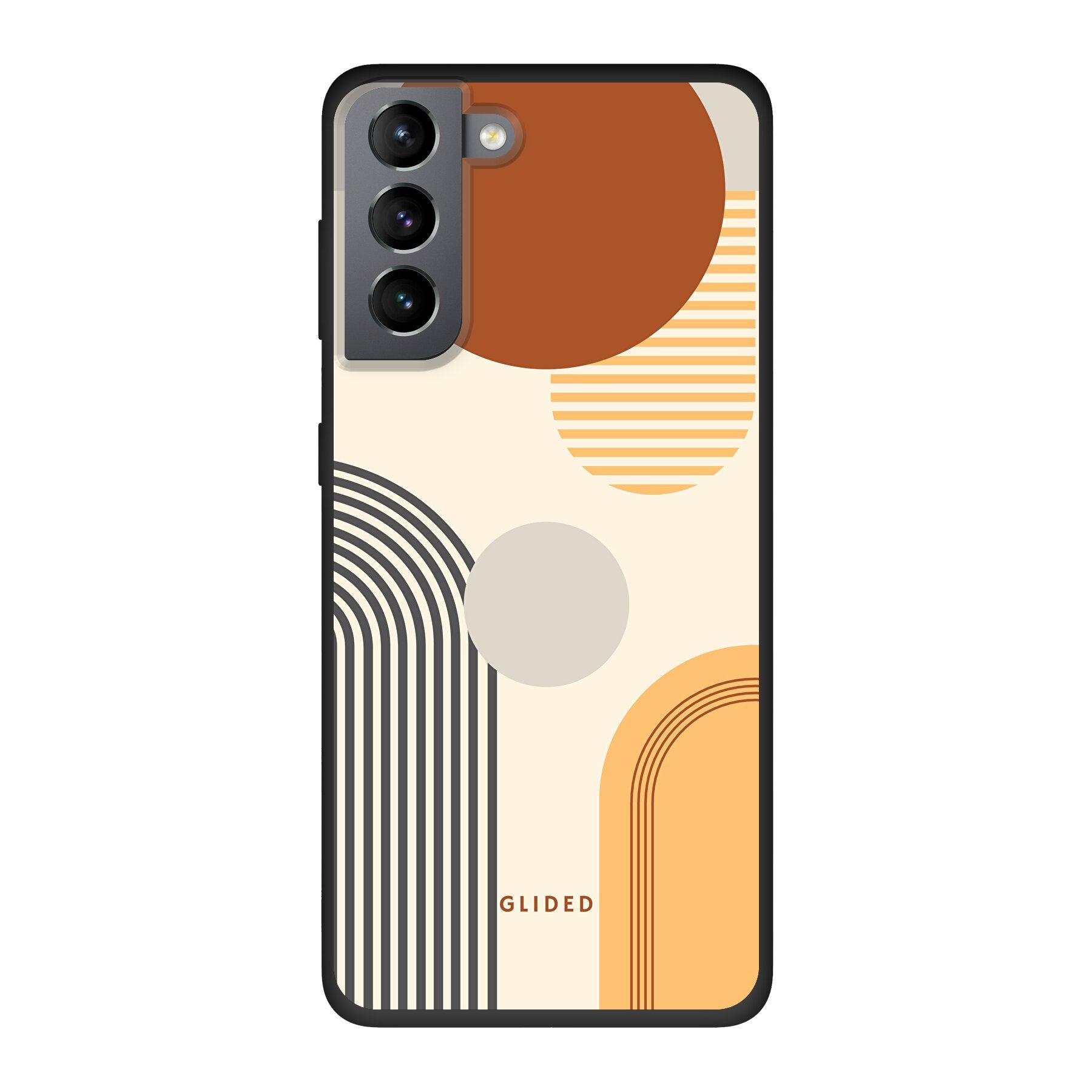 Abstraction Handyhülle für Samsung Galaxy S10 mit modernem Design aus Kreisen und ovalen Formen, bietet stilvollen Schutz.