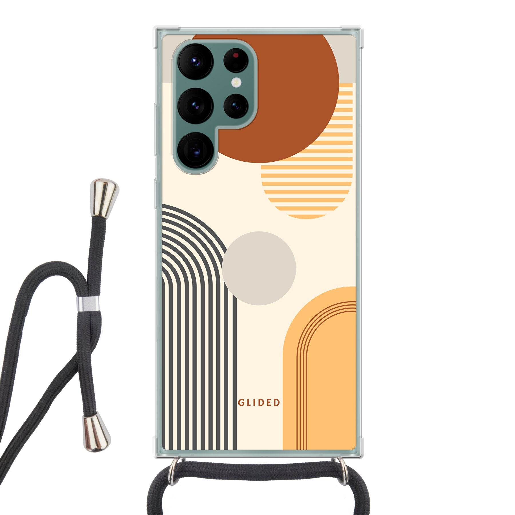 Abstraction Handyhülle für Samsung Galaxy S22 Ultra mit modernem Design aus Kreisen und ovalen Formen.