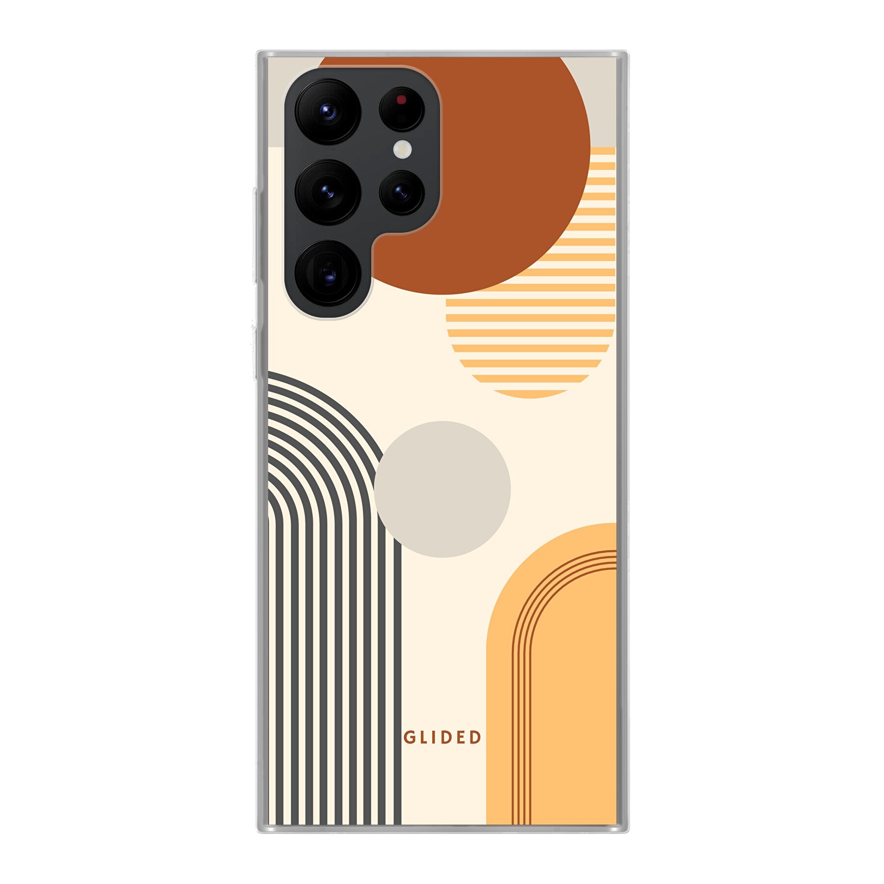 Abstraction Handyhülle für Samsung Galaxy S22 Ultra mit modernem Design aus Kreisen und ovalen Formen.