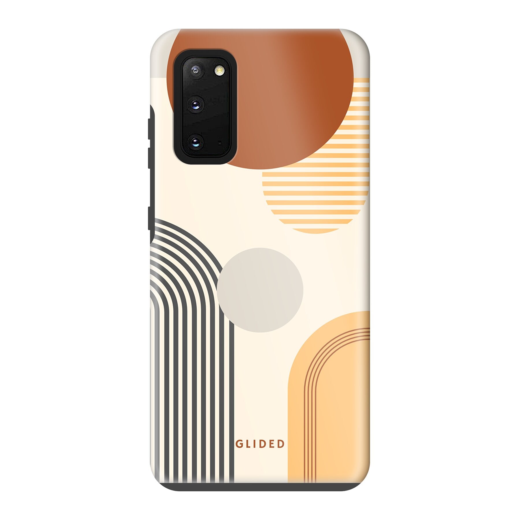 Abstraction Handyhülle für Samsung Galaxy S20/S20 5G mit modernem Design aus Kreisen und ovalen Formen.