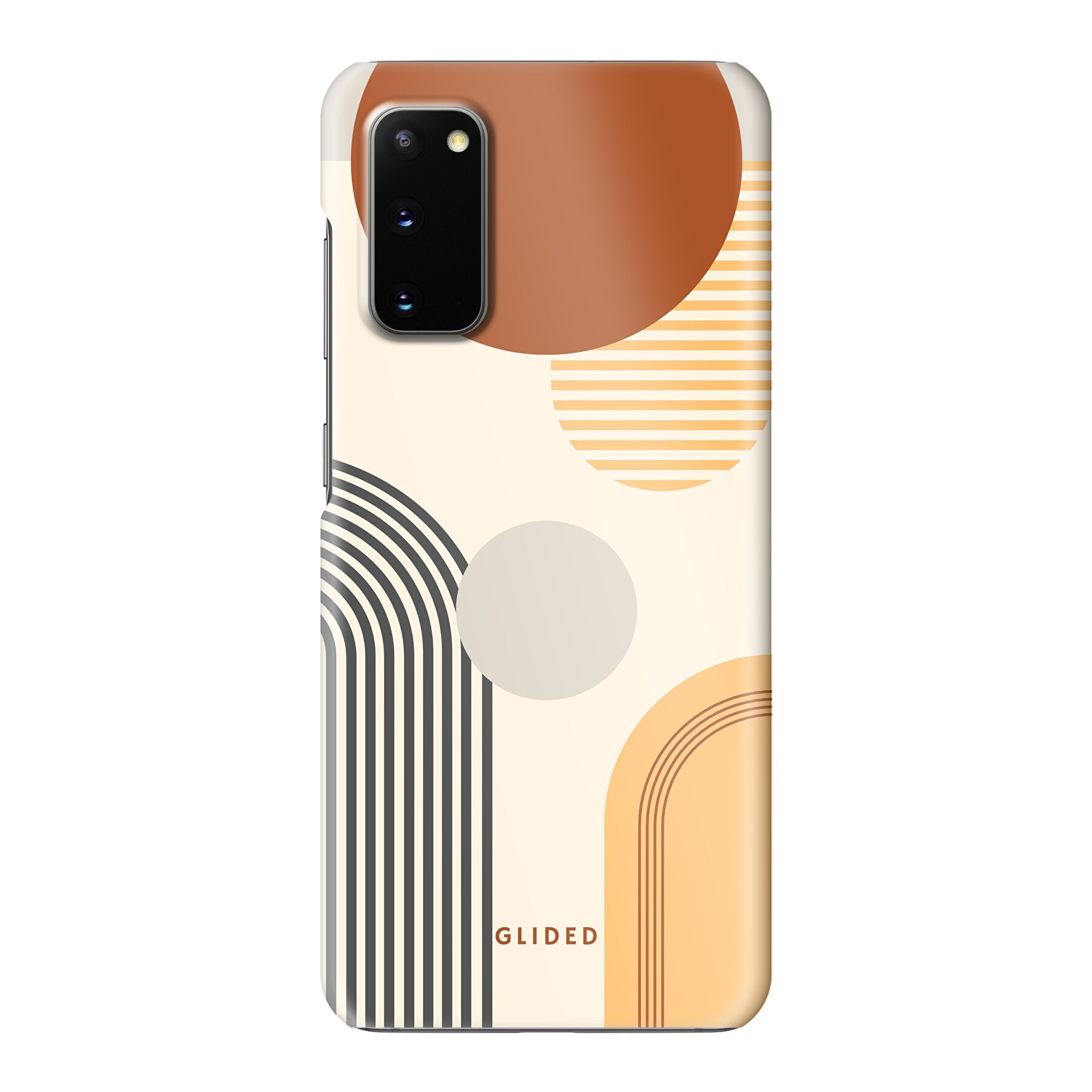 Abstraction Handyhülle für Samsung Galaxy S20/S20 5G mit modernem Design aus Kreisen und ovalen Formen.